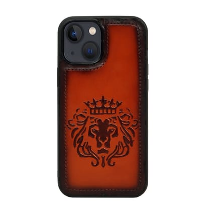 Tan Leather Lion Embossed Mobile Cover by Brune & Bareskin-13Pro