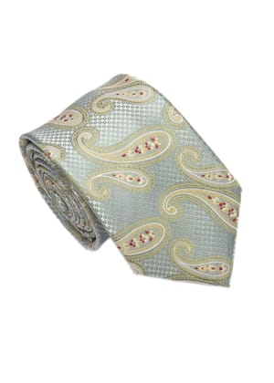 Men's Paisley Formal Necktie - Grey & Green-Free / Grey & Green