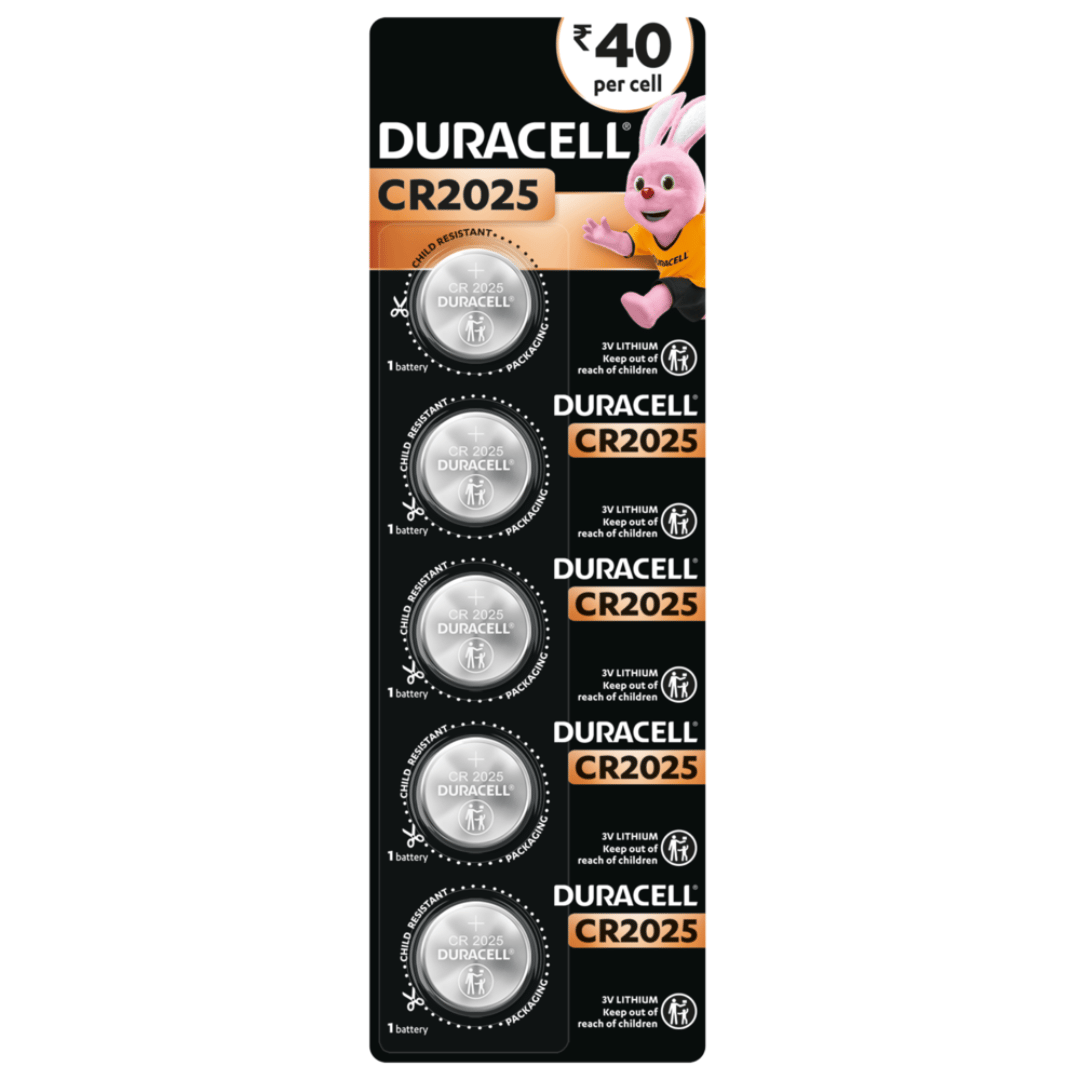 Duracell Chhota Power CR2025 Lithium Button Cell 3V Battery - Pack of 5