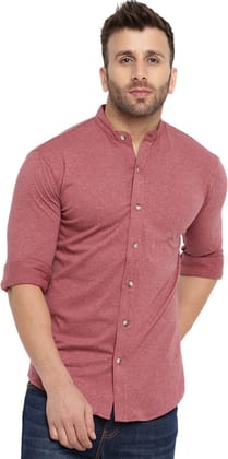 Gritstones Men Self Design Casual Pink Shirt