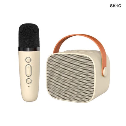 Portable Bluetooth Speaker with Wireless Microphone for Kids Adults Pink