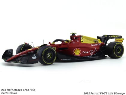 2022 Ferrari F1-75 #55 Carlos Sainz 1:24 Bburago Formula One scale model car