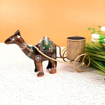 Pen Holder | Desk Organizer | Camel Cart Showpiece | Multipurpose Holders Stand - For Study Table, Desk Organizing, Home, Office Decor & Gifts - 11 Inch