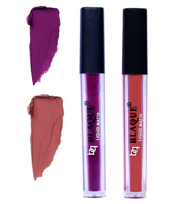 bq BLAQUE Matte Liquid Lipstick Combo Set of 2 Pcs 4ml each, Long Lasting & Waterproof - Purple Affair & Brown