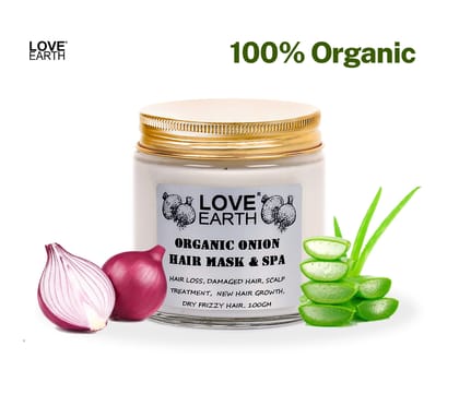 Love Earth Organic Onion Hair Mask And Spa With Onion Extract For Smooth And Frizz Free Hair 100gm