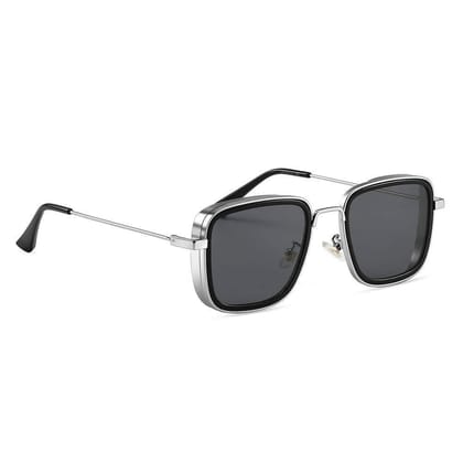 Dervin Kabir Singh Inspired Lightweight Unisex Square Sunglasses (Silver-Black)