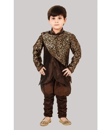 Coxxup Brown Cotton Blend Boys Sherwani ( Pack of 1 ) - None