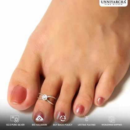 Zircon Sterling Silver Toe Ring (Pair)