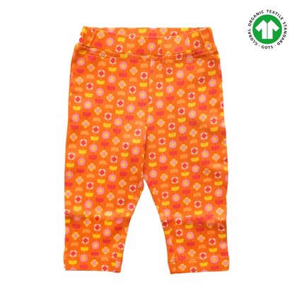 Girl Leggings - Indian Flora Orange-4-5Y