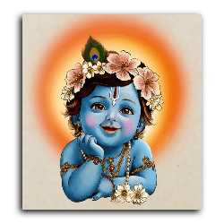 Cute Little Krishna Portrait - Janmasthami-Without Frame / 18x20 inch / 24 Palette