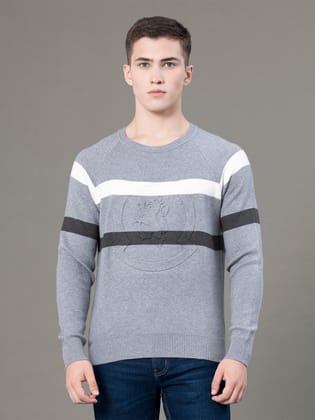 Red Tape Round Neck Embossed Sweater for Men | Ultimate Comfort