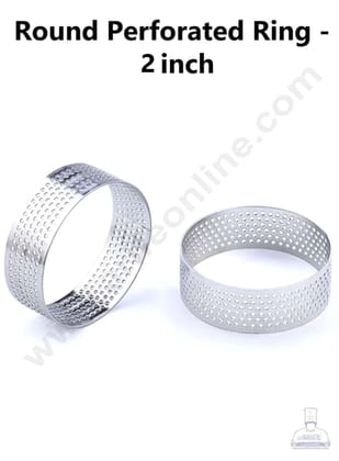 CAKE DECOR™ Stainless Steel Perforated Round Tart Cake Ring - 2 Inch