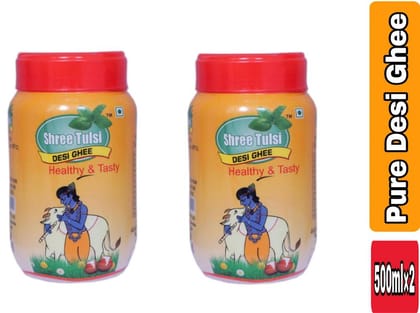 Shree tulsi Desi Cow Ghee |Made Traditionally from Curd Cow Ghee for Better Digestion and Immunity | 500ml jar-2