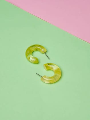 Lime Resin Hoop Earring