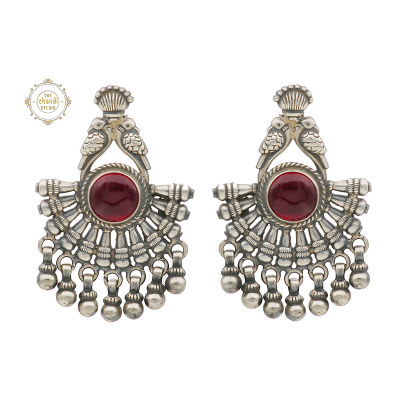 Dilkash Quirky Parrot Chakra Earring-Ruby (Pink)