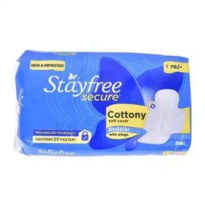 Stayfree Secure Cottony Sanitary Pads With Wings Regular (18 Pads)