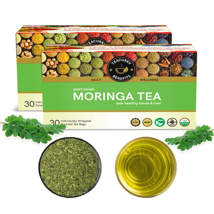 TEACURRY Moringa Leaf Tea (1 Month Pack, 30 Tea Bags) - Helps with Liver, Bone, Heart, Kidney Health