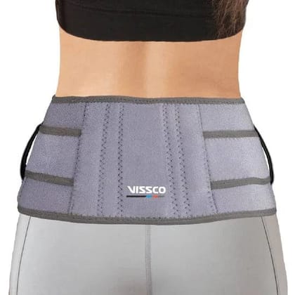 VISSCO-Neoprene Lumbar Belt 9" | Supports the Lumbar Spine | Corrects Posture & Relieves Back Pain (Grey)