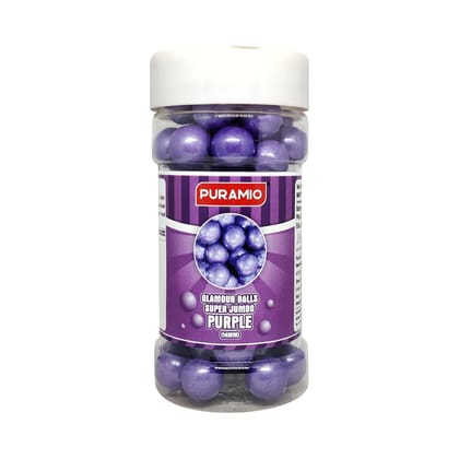 Puramio Glamour Balls Super Jumbo - Purple (14mm) For Cake Decoration, 125 gm