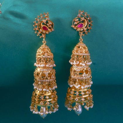 Silver Swan Statement Jhumkas-Without  Ear Chain