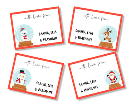 Gift Cards - Snow Globes-4" x 3" in  - 16 cards