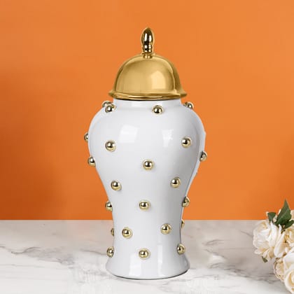 Royal Gold Sphere Decorative Ceramic Vase And Showpiece - Medium-HEIGHT - 15 INCHES & WIDTH - 7 INCHES / Ceramic / Available