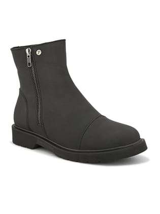 EL PASO Women Black Faux Leather Casual Chelsea Boots-Black Patent / 5