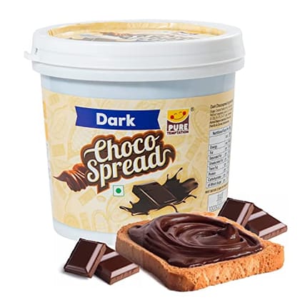 Pure Temptation Premium Dark Chocolate Flavoured Choco Spread Jar - 100% Vegetarian with No Preservatives - 1 Kg Pack