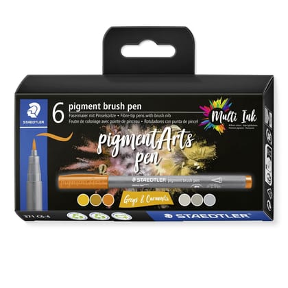 Staedtler- Pigment Brush Pen - 6 Count ( Greys & Caramels )