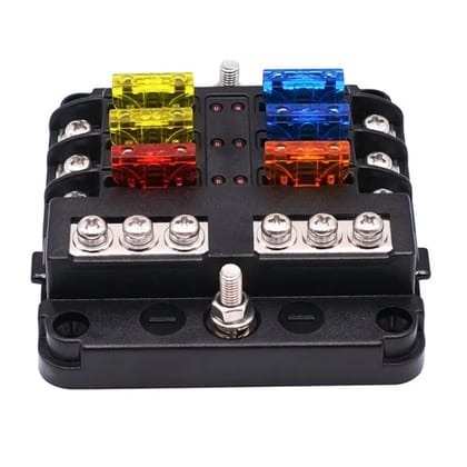 CS-1469A1 1 In 6 Out Heat Resistance Car Boat Fuse Box with Indicator Fuse Holder Block Panel