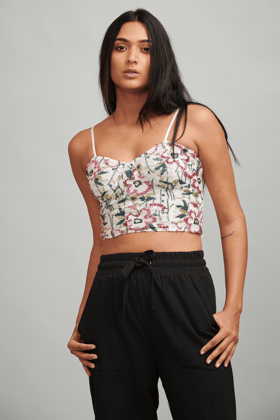 Sequin Floral Bralette-XXL / White