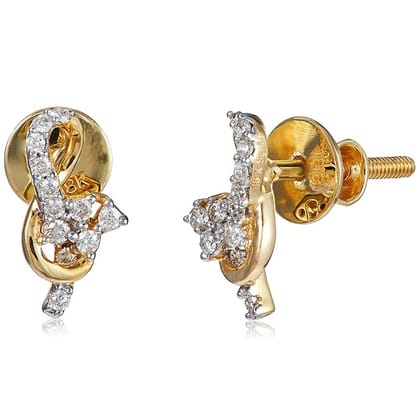 Senco Gold 18K Yellow Gold Spiral Loop Diamond Studs Earrings (Gold Weight -  1.88 g / 0.18 Ct / HI-SI)