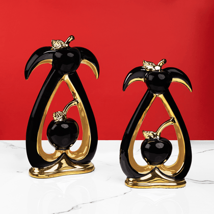 Opulence Harmony Ceramic Showpiece for Table - Set of 2 (Black)-Big: Height - 16 Inches & Width - 9 Inches and Small: Height - 14 Inches & Width - 8 Inches / Ceramic / Available