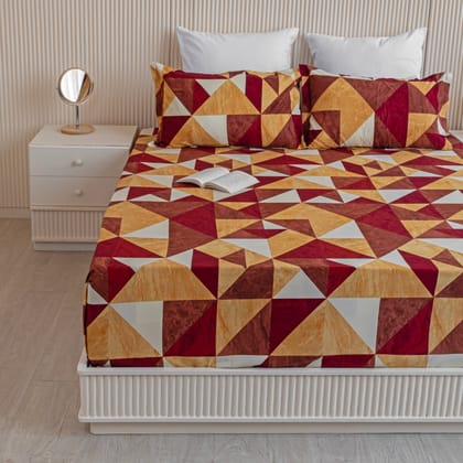 Imprimer Dreamscape - Bedsheet-Red & Mustard / 84" x 90"