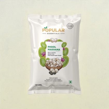 Popular Essentials  Phool Makhana (Jumbo Size), 100 gm