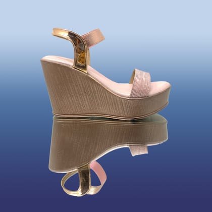 Elegant Glossy Rosegold Wedges-RoseGold / 36