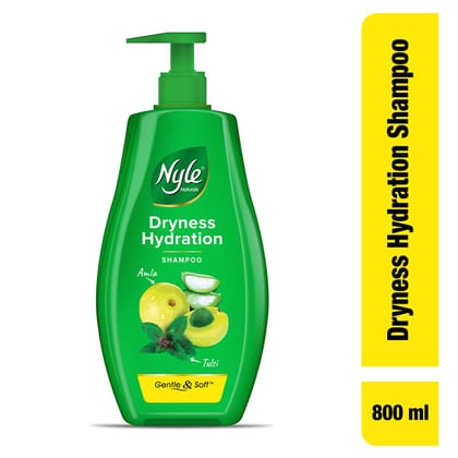 Nyle Naturals Dryness Hydration Shampoo| For Dry & Frizz Free Hair | With Tulsi, Amla and Aloe Vera|Gentle & Soft Shampoo | For Men & Women | 800ml