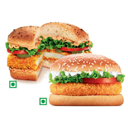 Paneer Royale Burger+BK Veggie Burger.