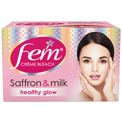 Fem Crème Bleach - Saffron & Milk, Healthy Glow, No Added Silicones, No Added Parabens, 24 G