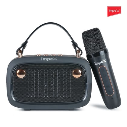 Impex Portable Speaker KM 1301 with Wireless Mic-Black