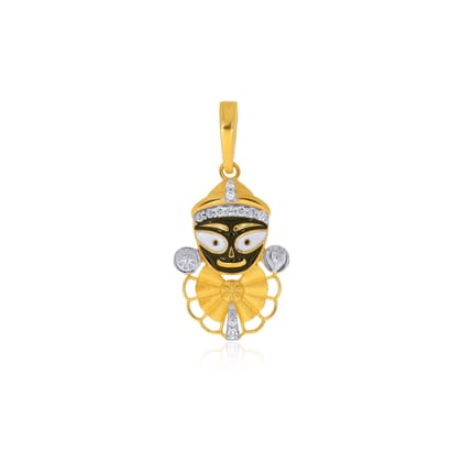 Senco 18K Yellow Gold Devotional Jagannath Diamond Pendant (Gold Weight- 2 g / 0.06 Ct / HI-SI)