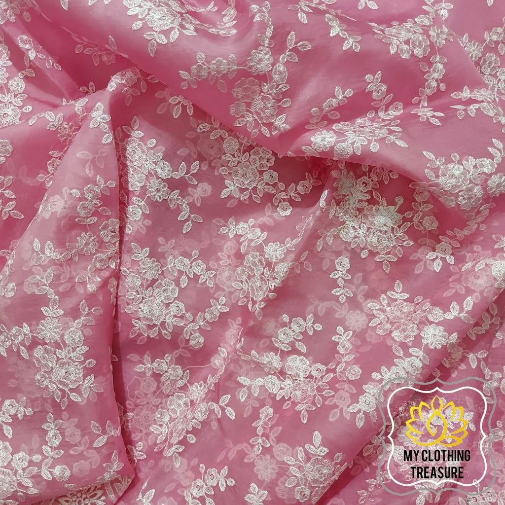 Periwinkles on Organza- Pink