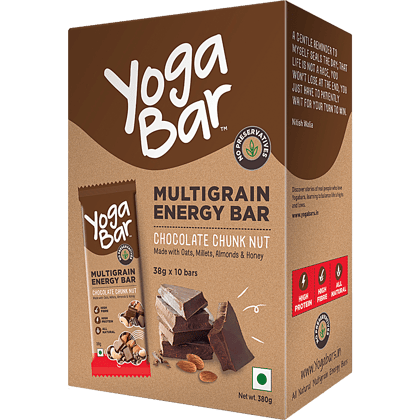 Yoga Bar Multigrain Energy Bar - Chocolate Chunk Nut, Healthy, High In Protein & Fibre, 38 G (Pack Of 10)