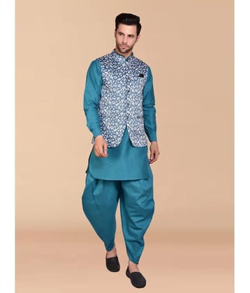 PRINTCULTR Blue Silk Regular Fit Mens Dhoti Kurta Set ( Pack of 1 ) - None