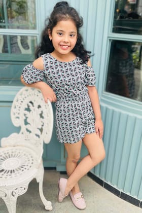 Serena Playsuit Dress-4 to 5 years / Grey Printed