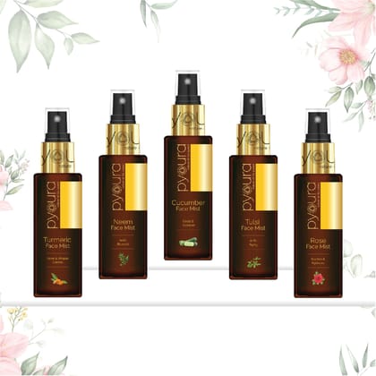 A Complete Skincare Kit <h4> Pure extracts of natural ingredients <h4> <h6> Pack of 5 each 50 ml<h6>-Turmeric+Neem+Tulsi+Rose+Cucumber