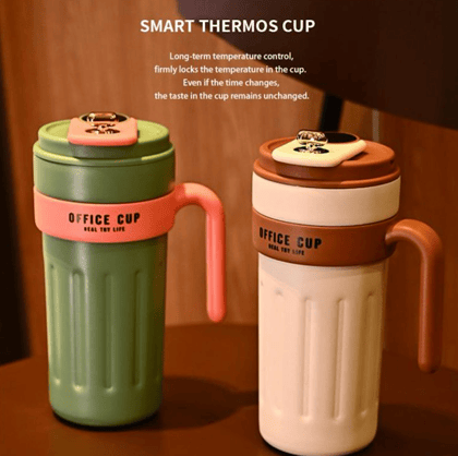 Premium Insulated Thermos with Temperature Display!-Green