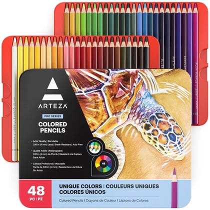 Arteza Colored Pencils Expert Assorted Color Set - A Set Of 48 High-Quality Colored Pencils