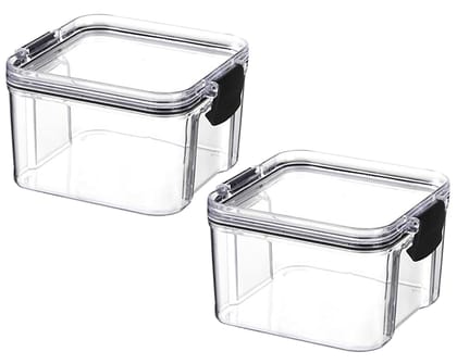 Kuber Industries Extra Small Refrigerator Storage CrisperFridge Container with Airtight Lid-Pack of 2 Transparent-Kuber Industries Extra Small Refrigerator Storage Crisper/Fridge Container with A