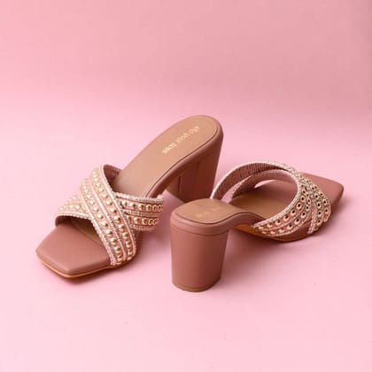 Pink Cross Embellished Heels-35